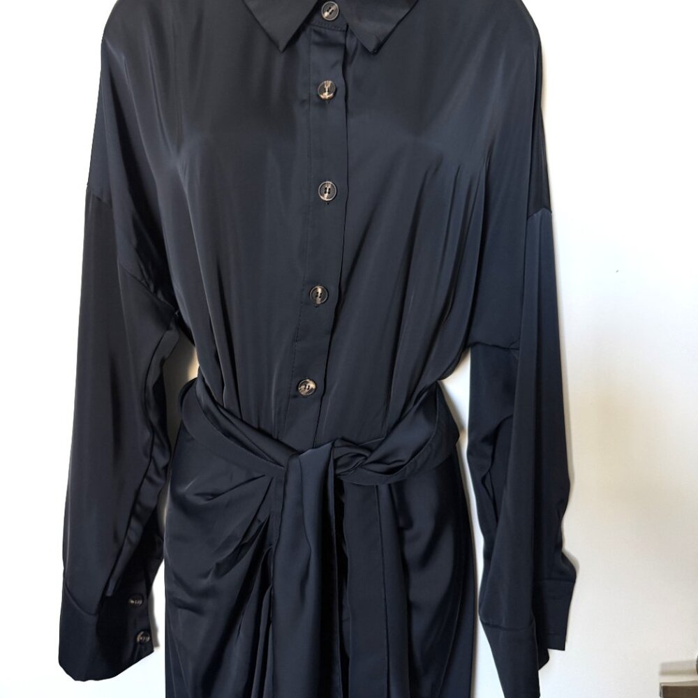 BTFBM Dress Women's Midi Dark Blue Long Sleeve Evening Size L - Picture 11 of 14